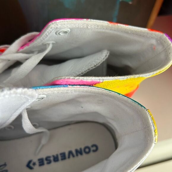 Converse Hand Painted Leather High Tops Trainers mens 6 / women’s 8 - Picture 13 of 16